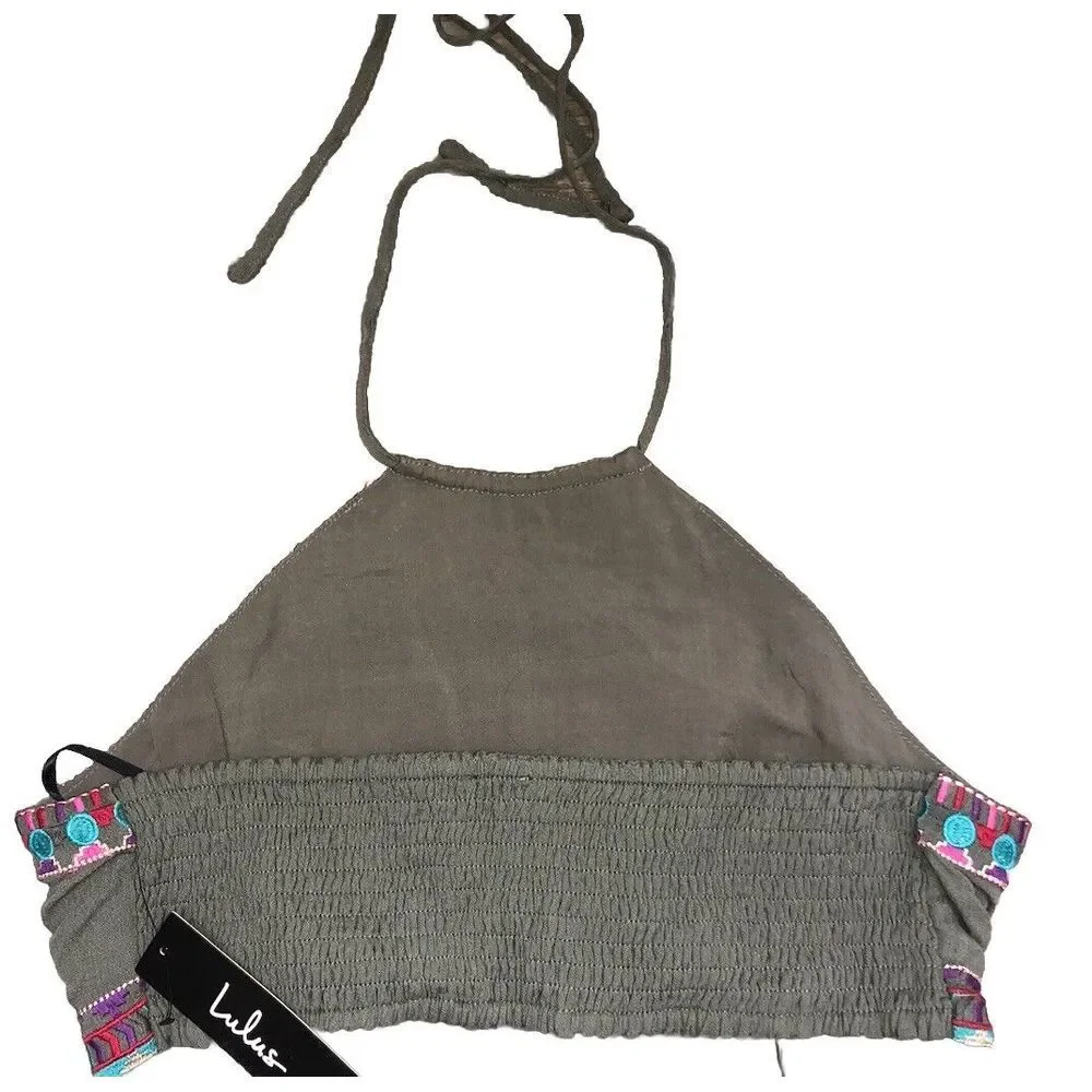 Lulus Little Beach Olive Green Lined Cutout‎ Embroidered Maxi Dress NWT L - Picture 8 of 15